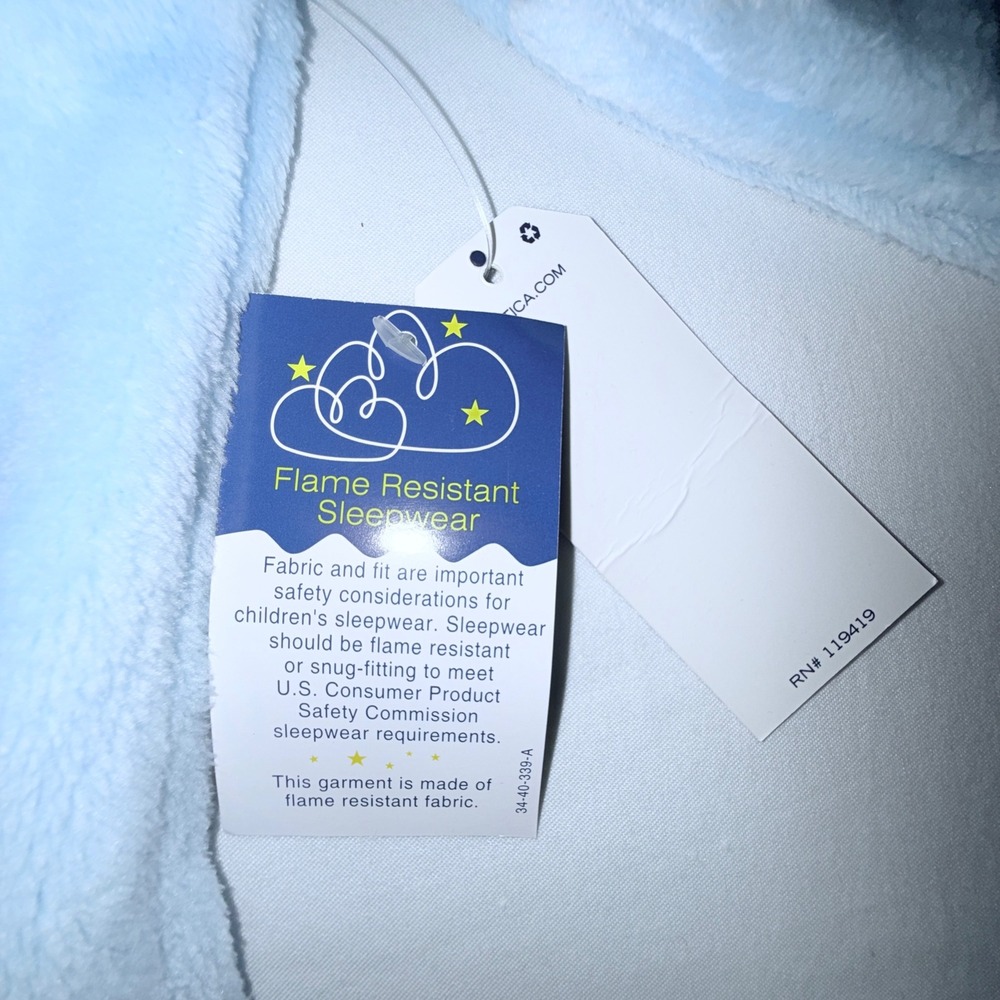 Nautica Pajama Set Kids Size 8 Blue Grey New Shark Print Fleece Sleepwear 2pc - Picture 4 of 10